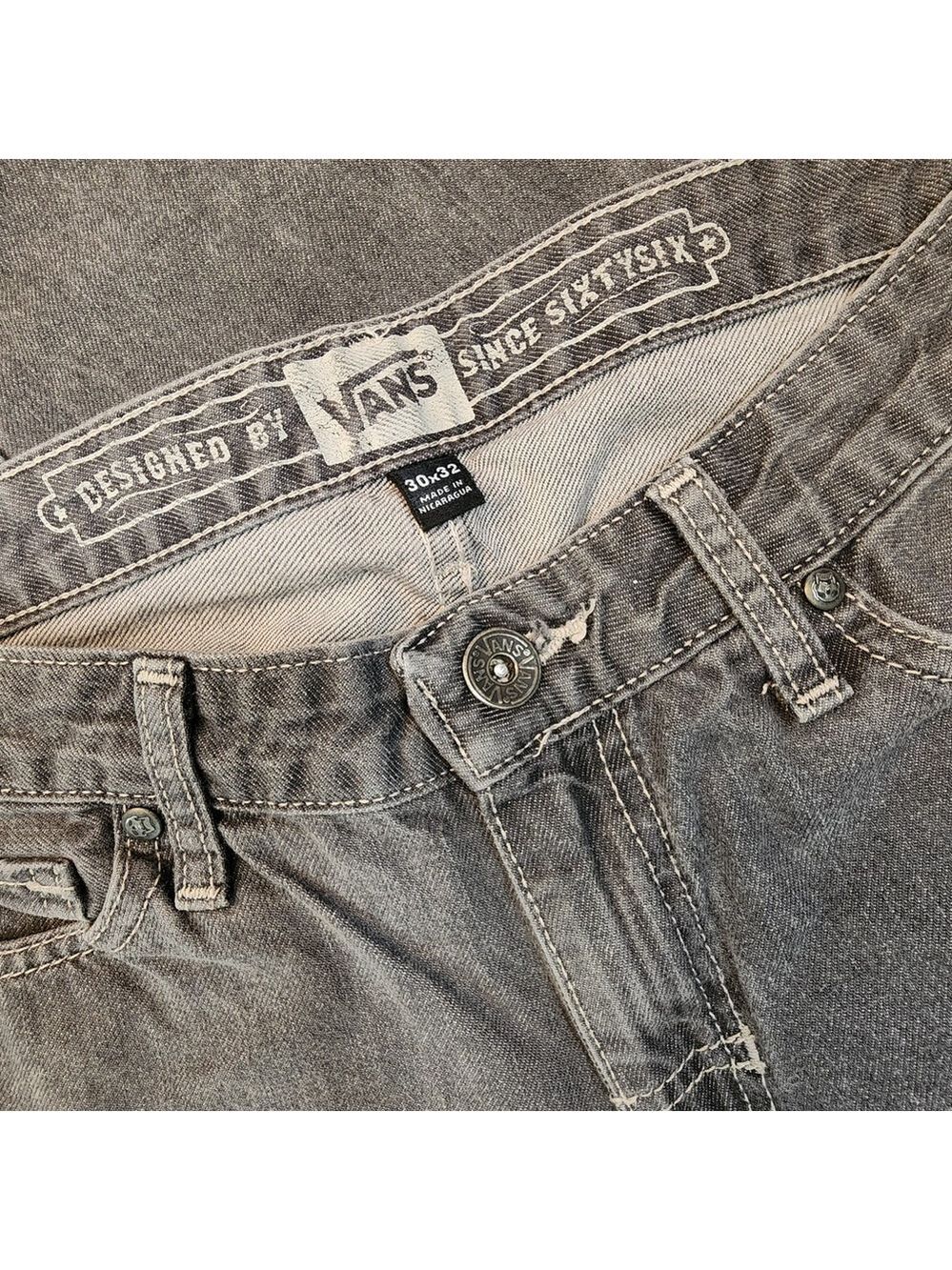 Vans V66 Slim Straight Jeans 30x32 Gravel Grey Stovepipe Skate Denim